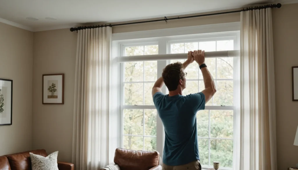 fixation sans perçage pour tringle à rideaux