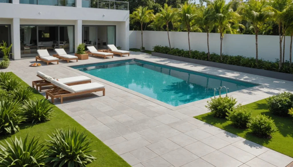 jardin moderne avec piscine