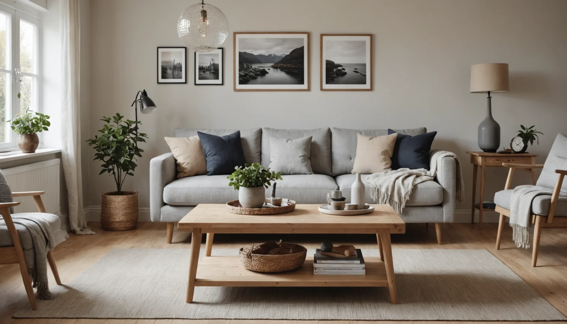 Salon scandinave: élégance du bois massif vintage