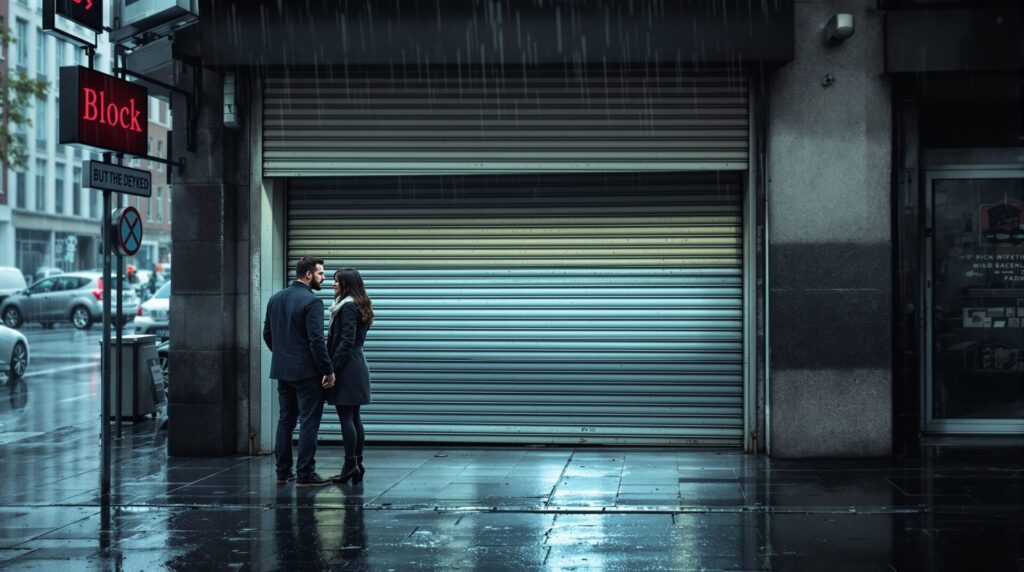 store banne bloqué ouvert