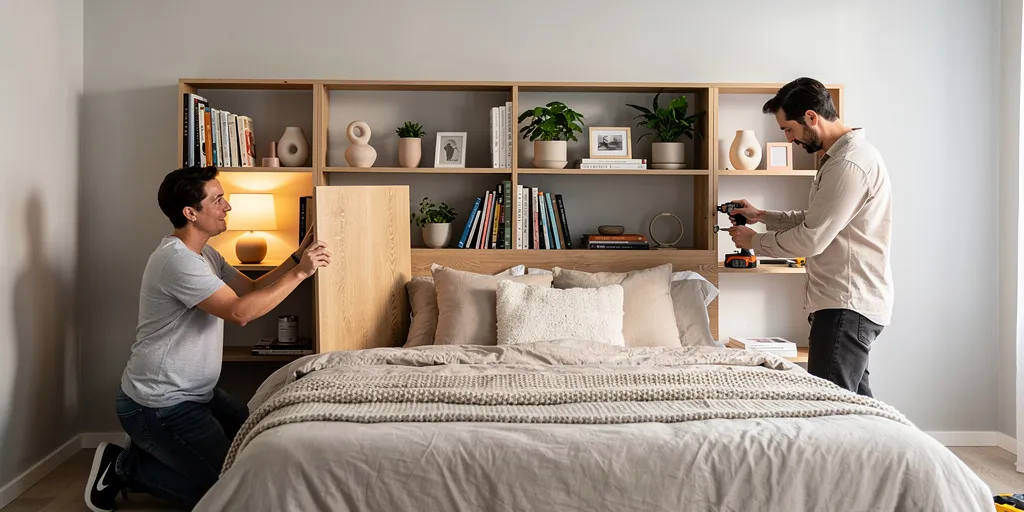 tête de lit bibliothèque à faire soi-même