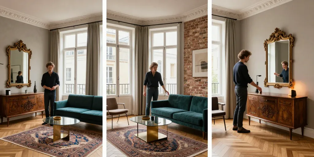 deco salon melange ancien et moderne