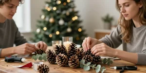 fabriquer centre de table noel pomme de pin